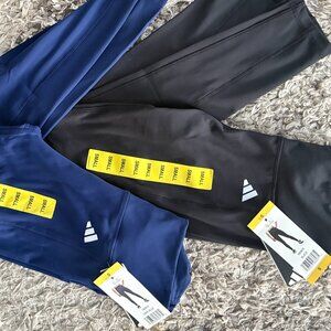 NEW LOT 2 ADIDAS TIGHTS LEGGINGS WOMENS ONE BLUE, ONE BLACK WOMENS S W/POCKETS